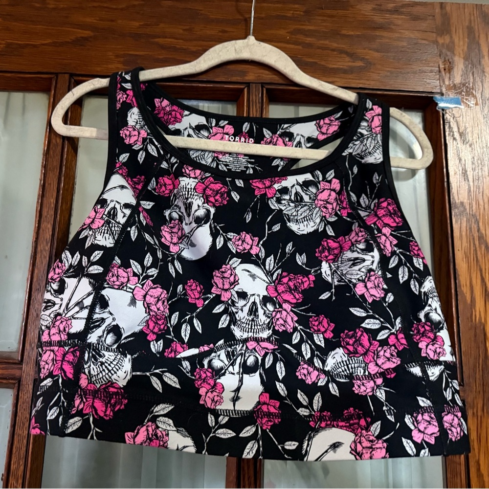 Torrid size 2 floral skull sports bra